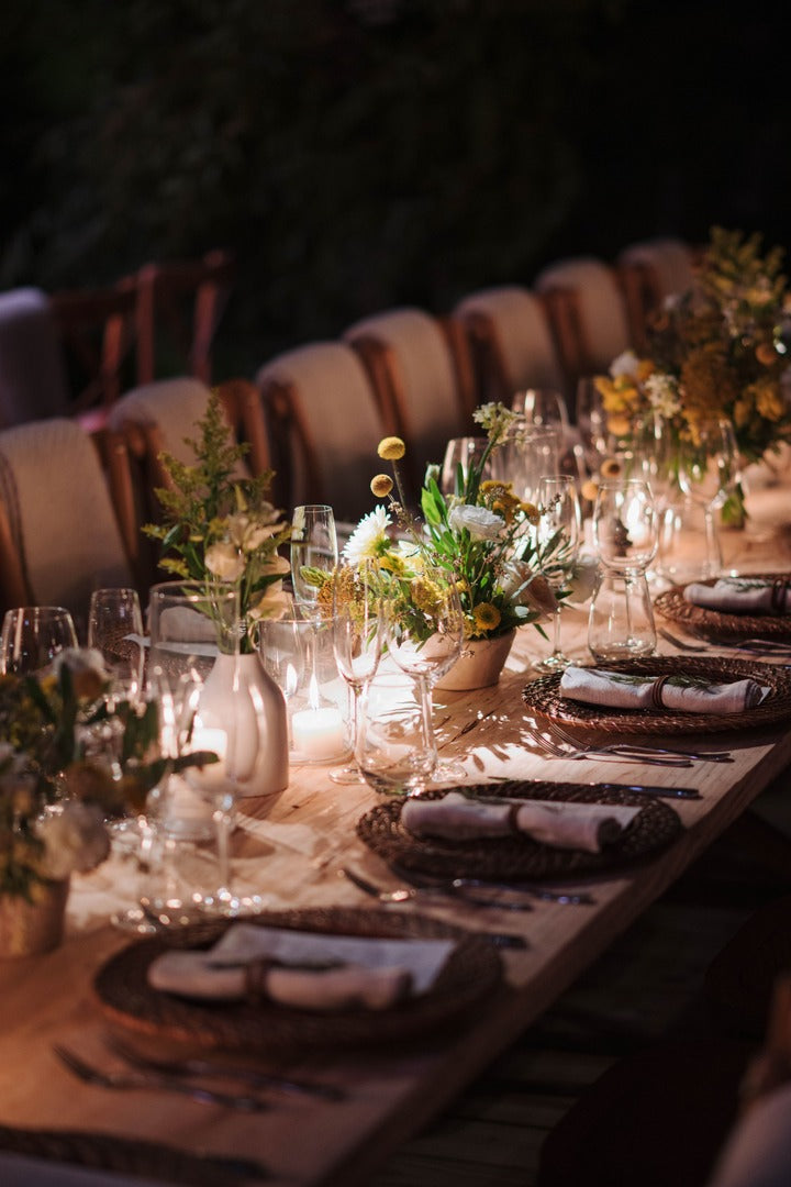 Candlelit dinner under the trees