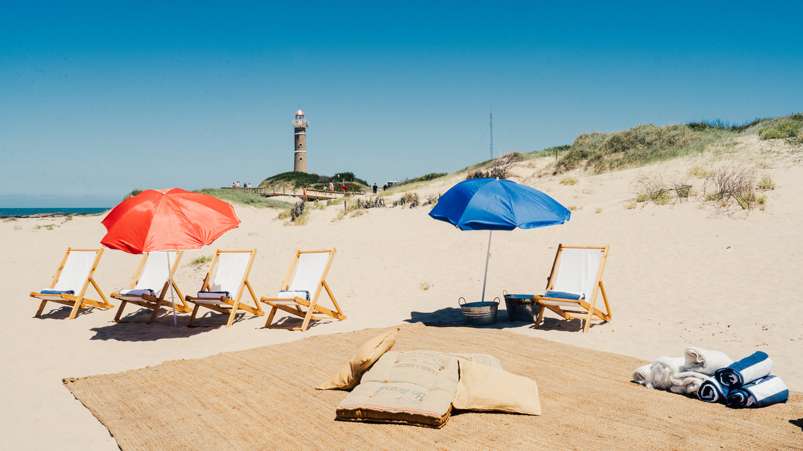 Beach umbrellas and loungers