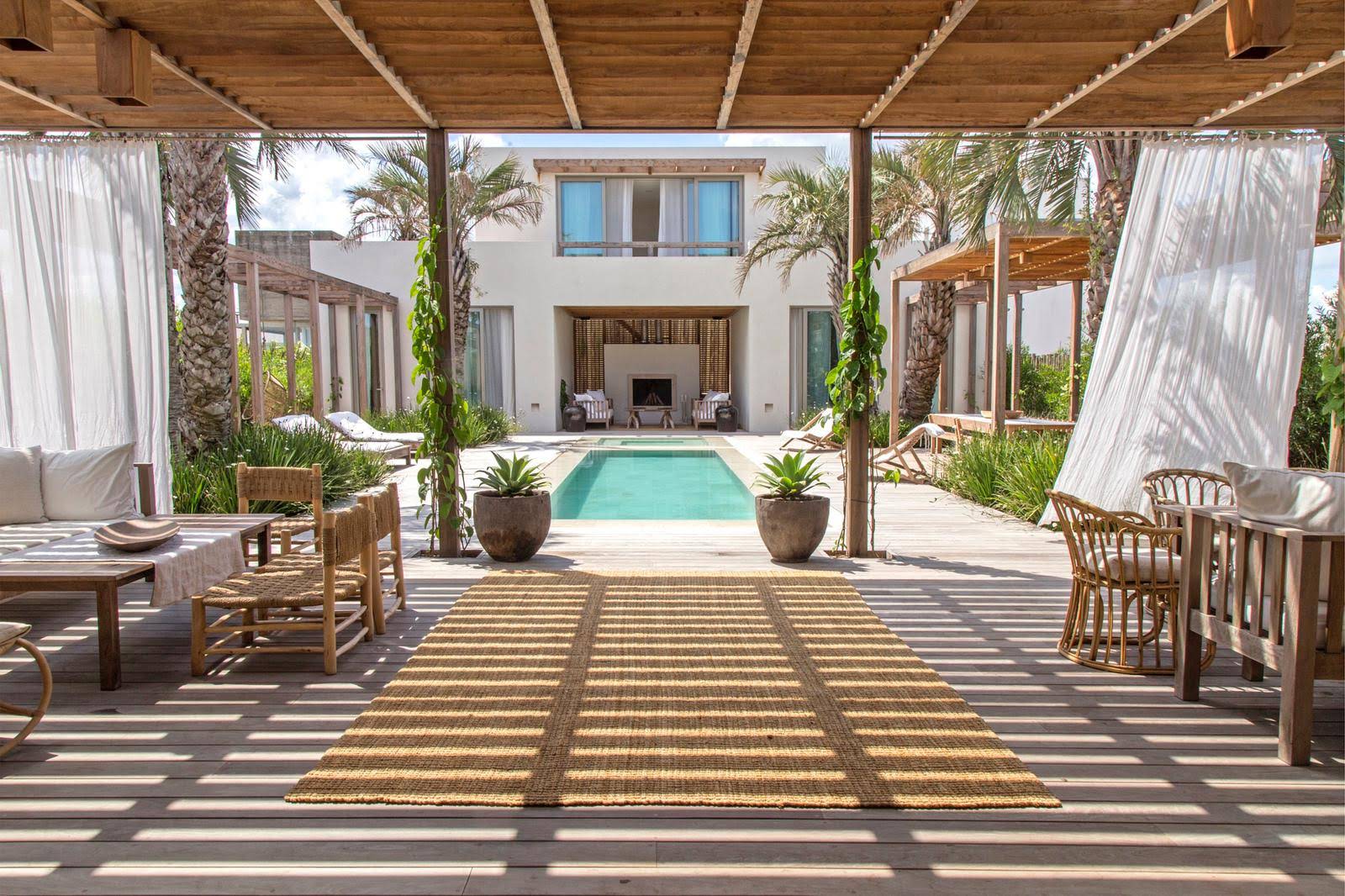 Courtyard pool with pergola