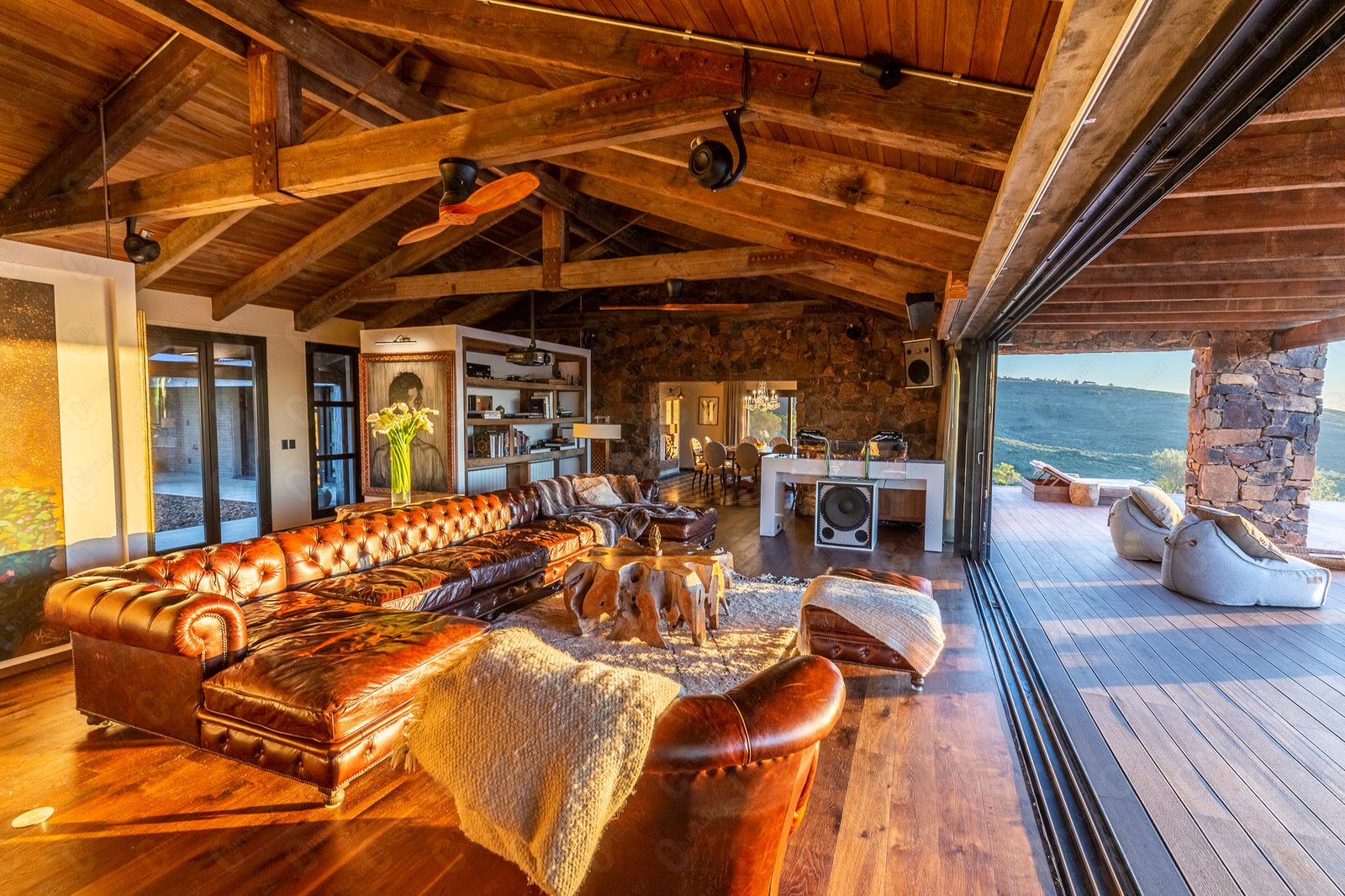 Timber lodge living room