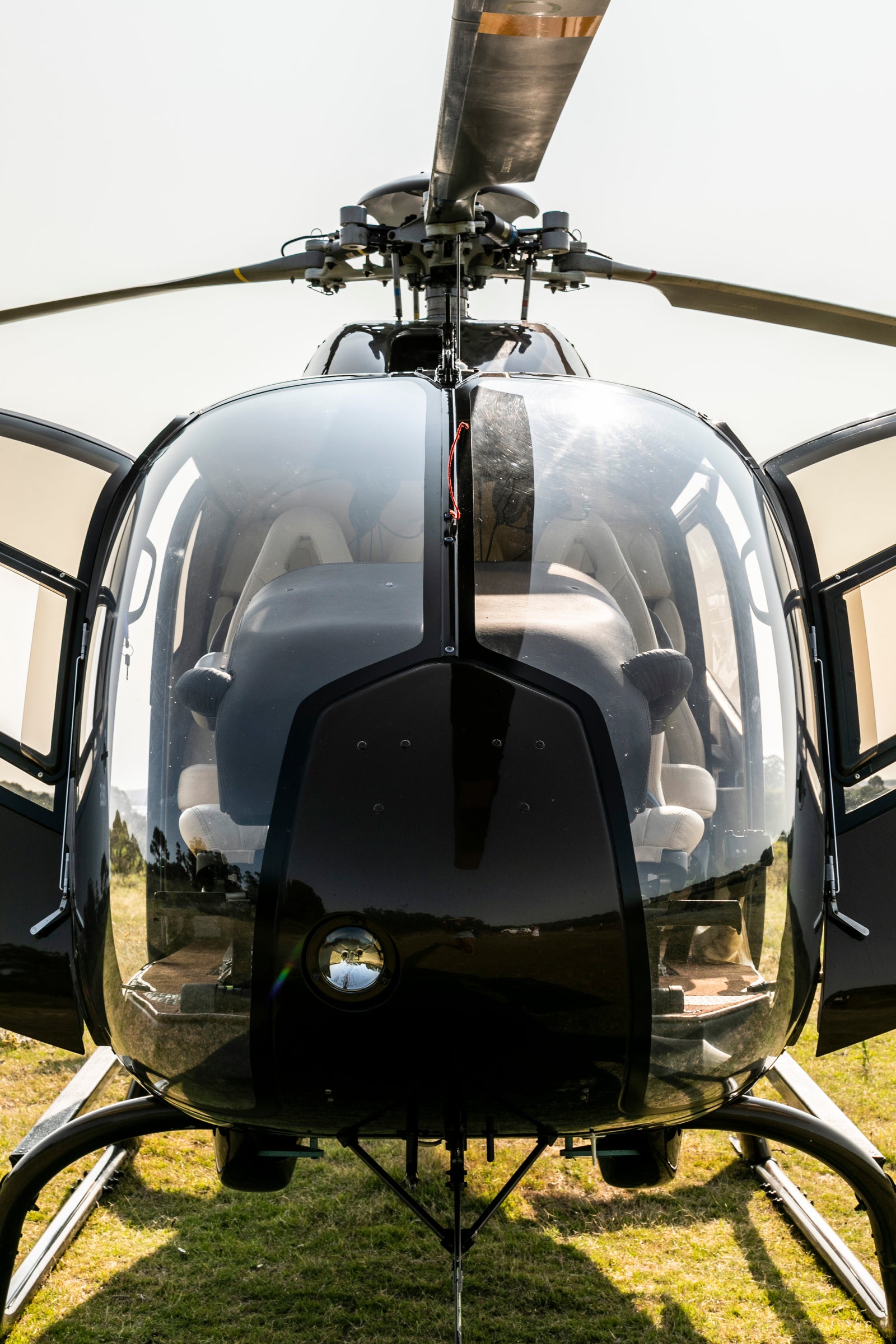 Helicopter on a country airstrip