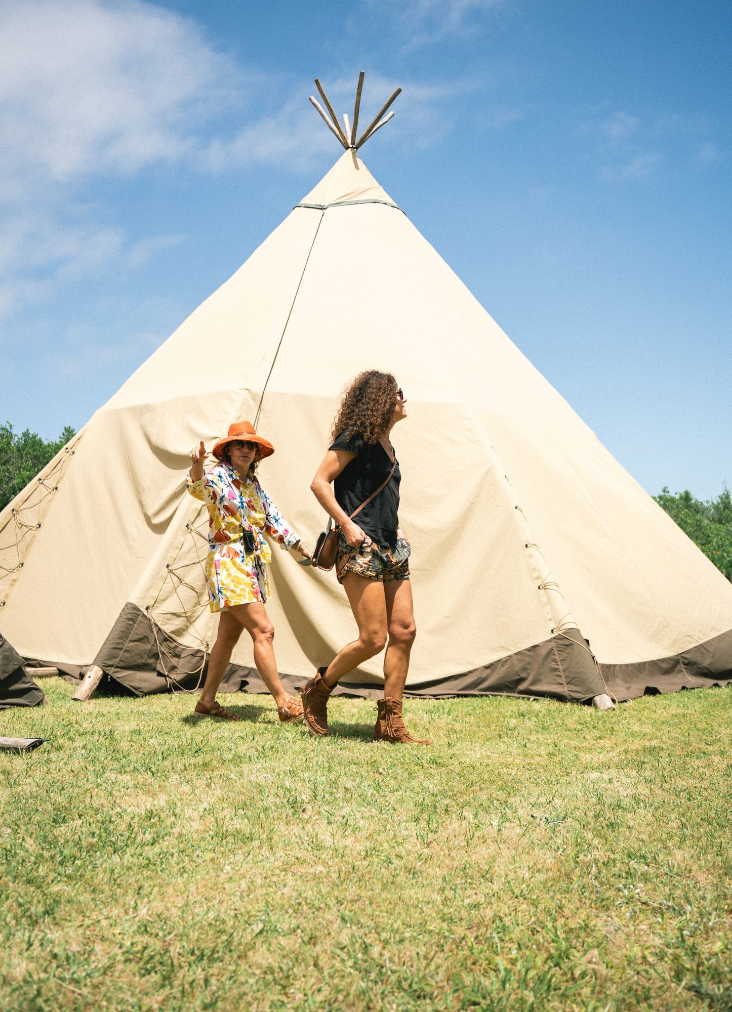 Guests by the tipi tent